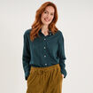Chemise manches longues coton bleu femme