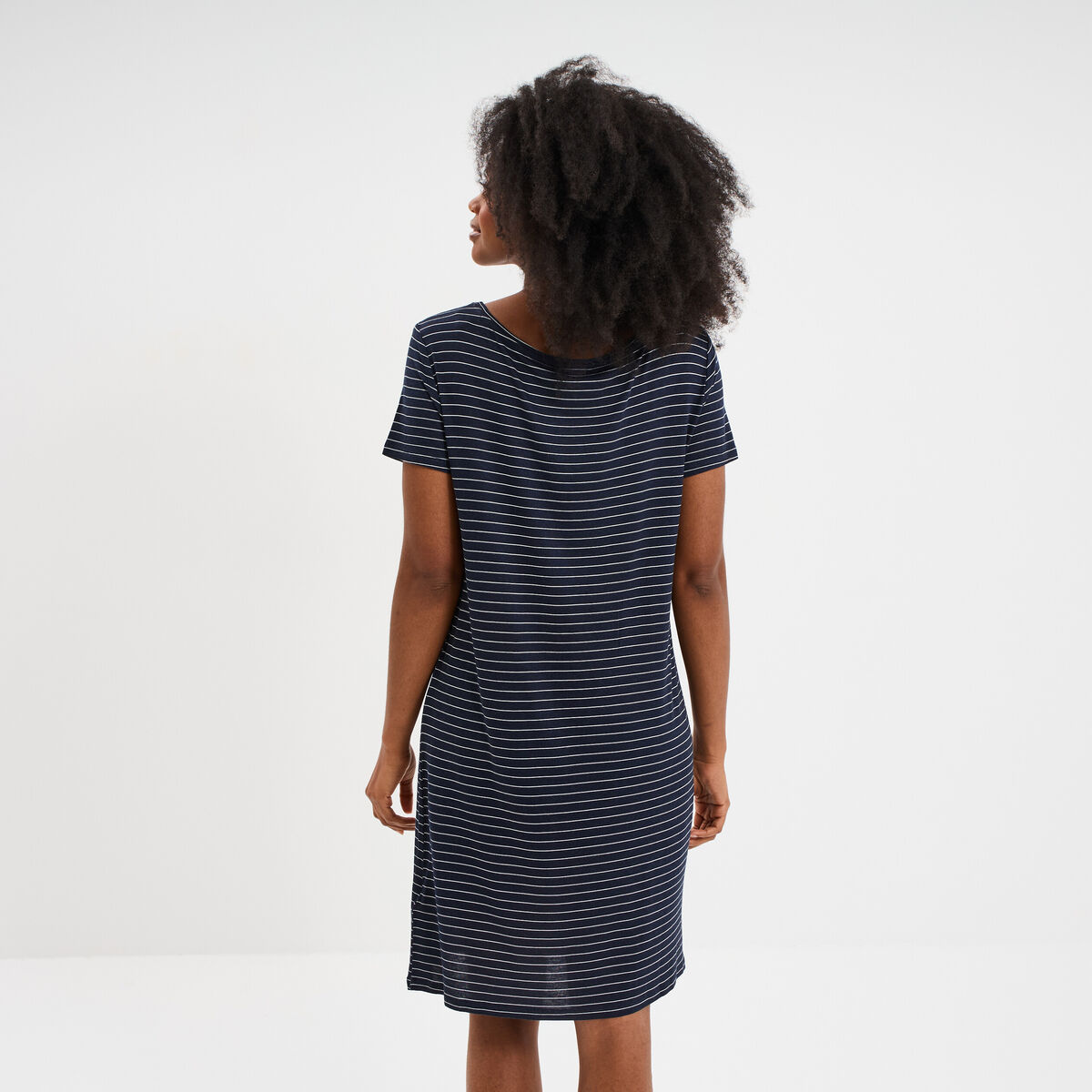 Chemise de nuit manches courtes bleu marine femme