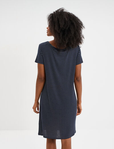 Chemise de nuit manches courtes bleu marine femme