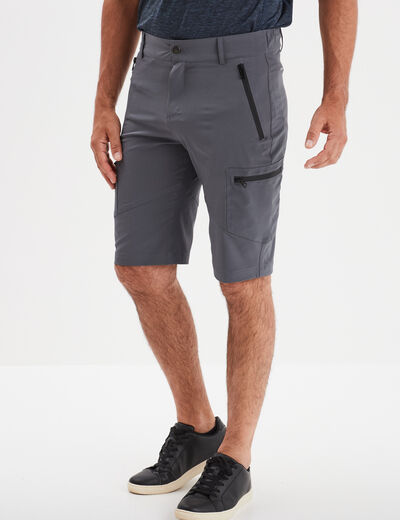Short cargo à poches zippées gris foncé homme