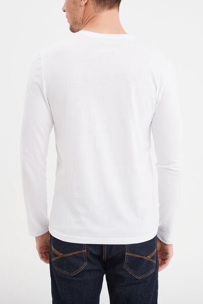 T-shirt manches longues blanc homme