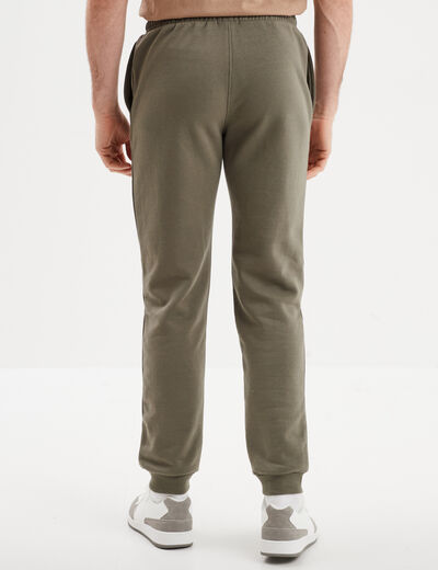 Pantalon jogging droit molleton vert kaki homme