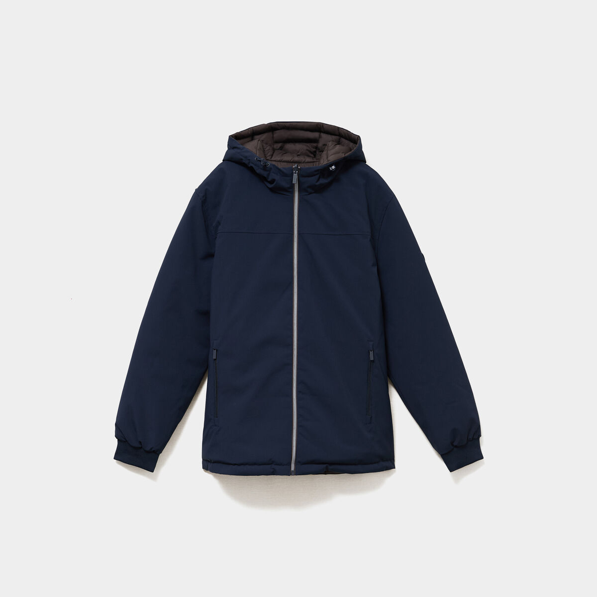 Blouson r&eacute;versible &agrave; capuche zipp&eacute; bleu marine homme