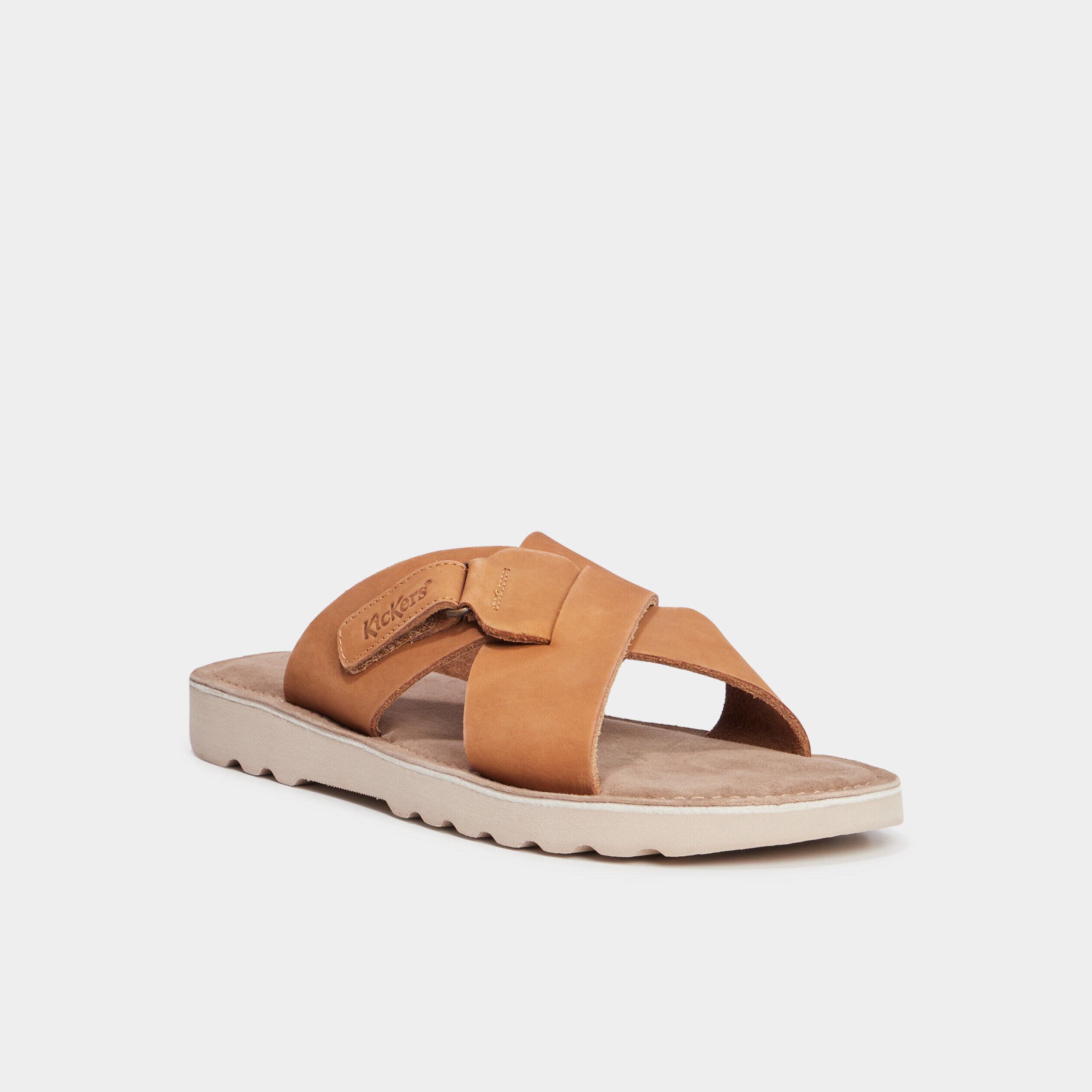 Sandales en cuir Kickers Kicknotr sable homme
