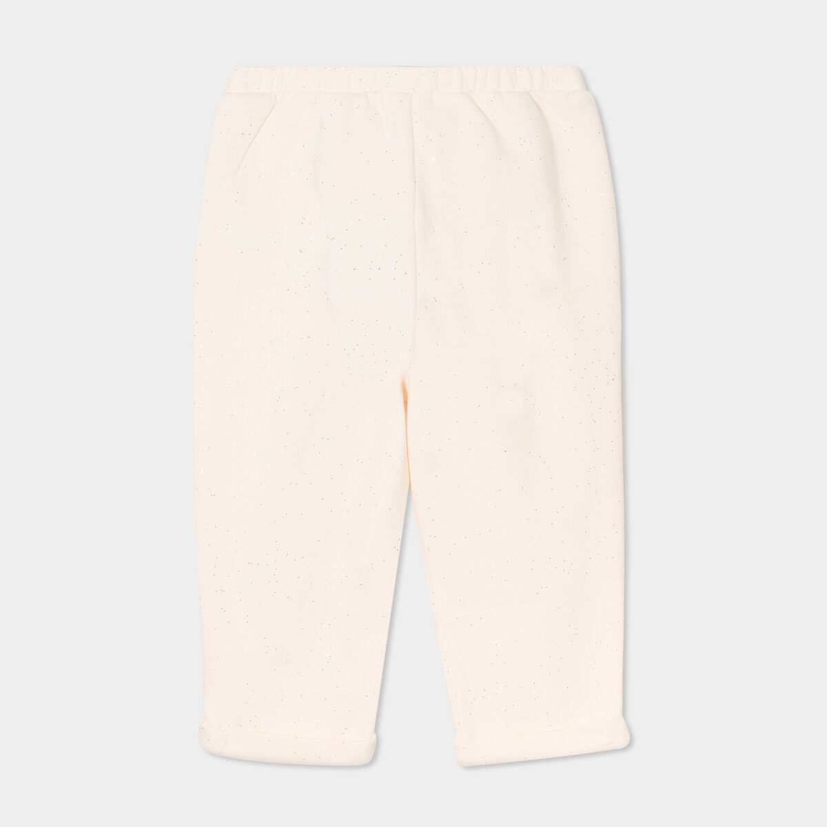 Pantalon jogging paillettes et noeud creme bébé fille