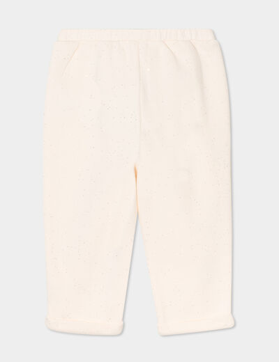 Pantalon jogging paillettes et noeud creme bébé fille