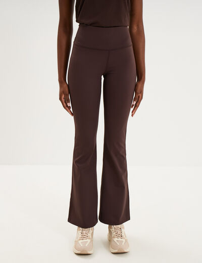 Legging de sport flare taille haute marron fonc&eacute; femme