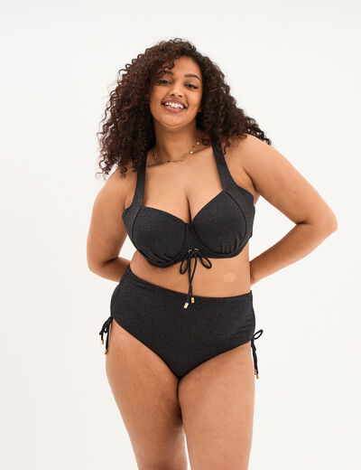 Bas de maillot de bain culotte haute noir femme grande taille
