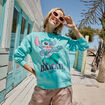 Sweat manches longues coton Stitch vert turquoise femme
