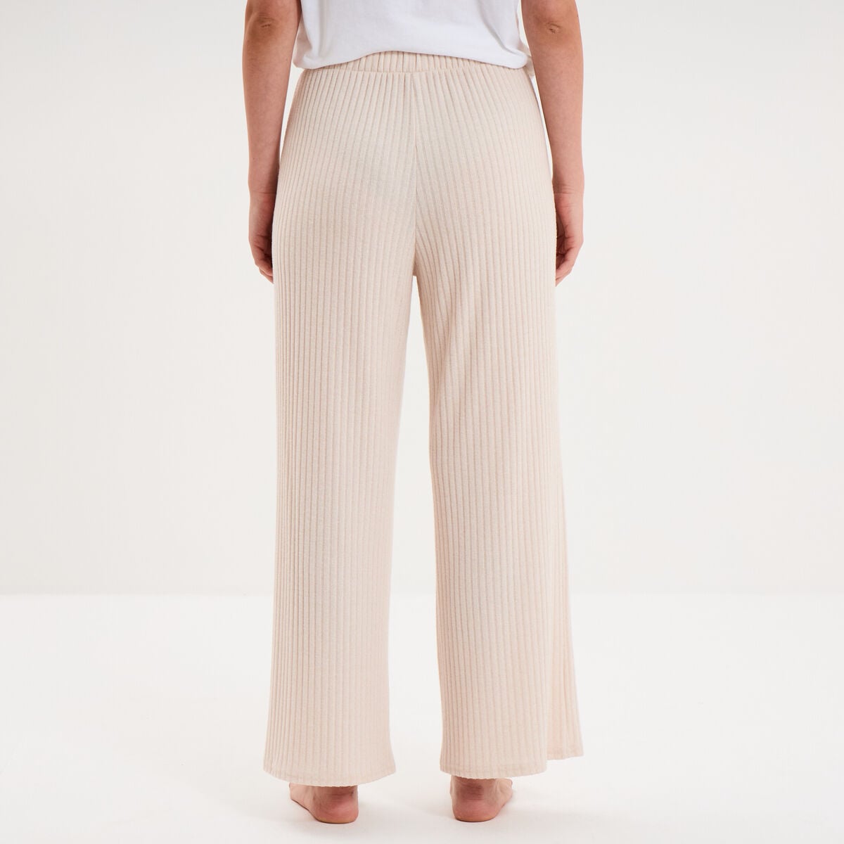 Bas de pyjama large c&ocirc;tel&eacute; long beige femme