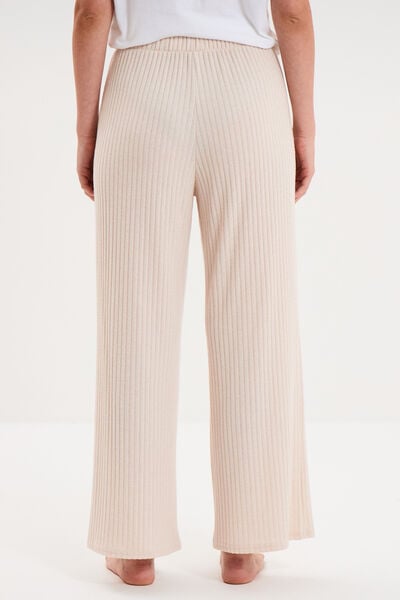 Bas de pyjama large c&ocirc;tel&eacute; long beige femme