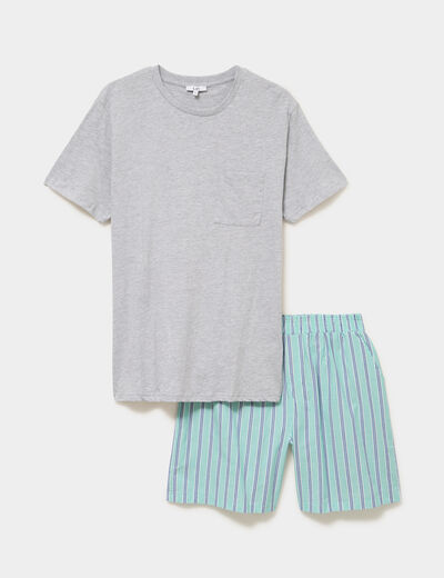 Ensemble pyjama short et t-shirt coton gris clair homme