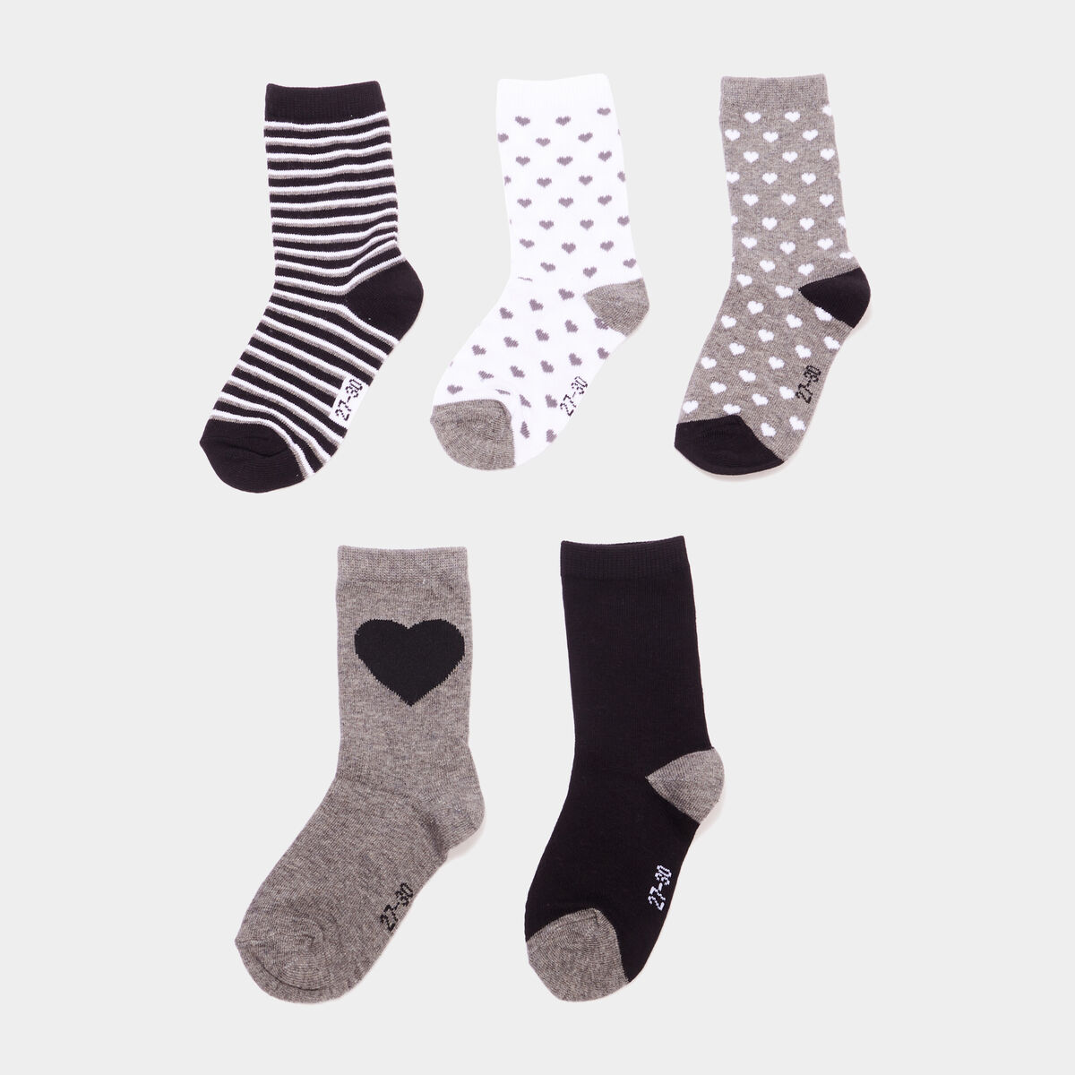 Lot 5 paires chaussettes gris fille