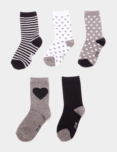 Lot 5 paires chaussettes gris fille