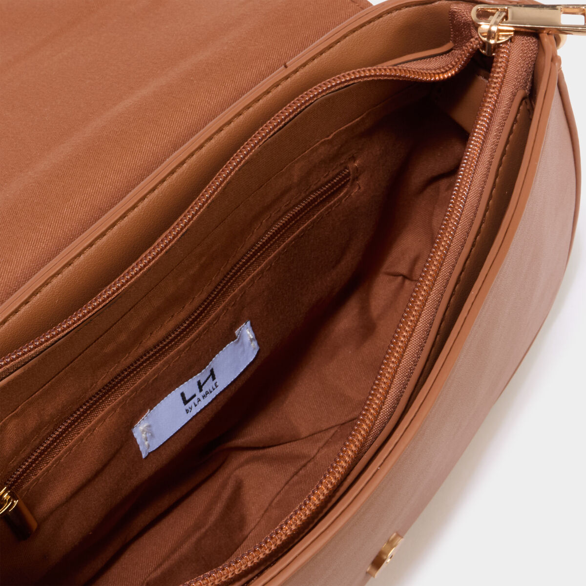 Sac besace en bandouli&egrave;re marron cognac femme