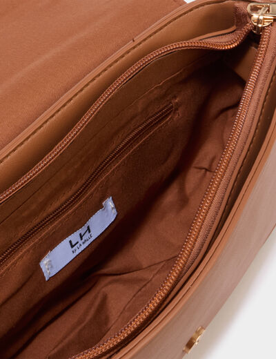 Sac besace en bandouli&egrave;re marron cognac femme