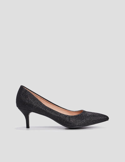 Escarpins &agrave; talons paillet&eacute;s noir femme