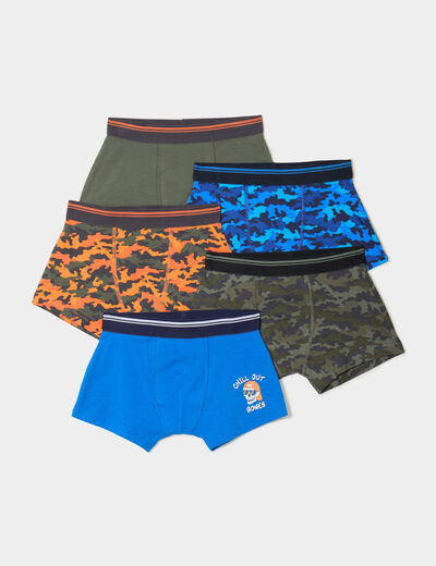 Lot 5 boxers coton vert kaki garçon