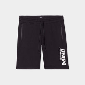 Short jogging droit avec poches zippées noir homme