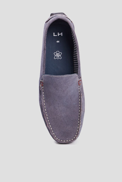 Mocassins en cuir bleu homme