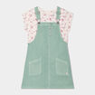 Ensemble robe salopette t-shirt Creeks vert pastel fille