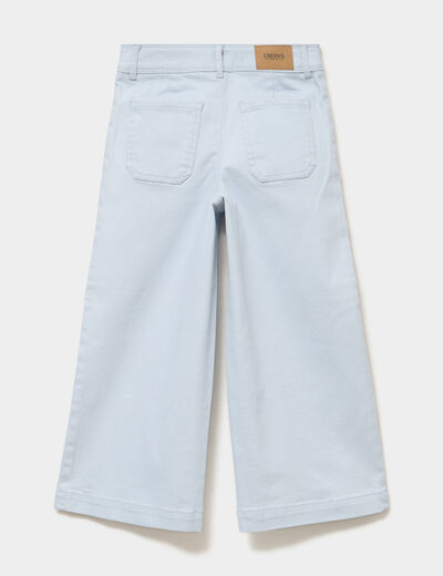 Pantalon large coton stretch bleu ciel fille