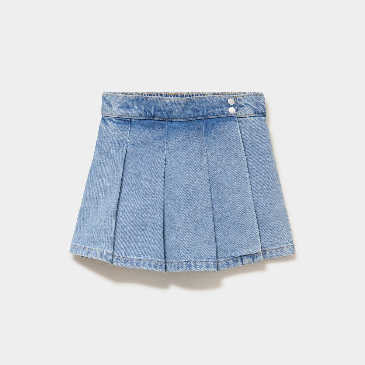 Jupe-short en jean avec plis coton denim double stone fille