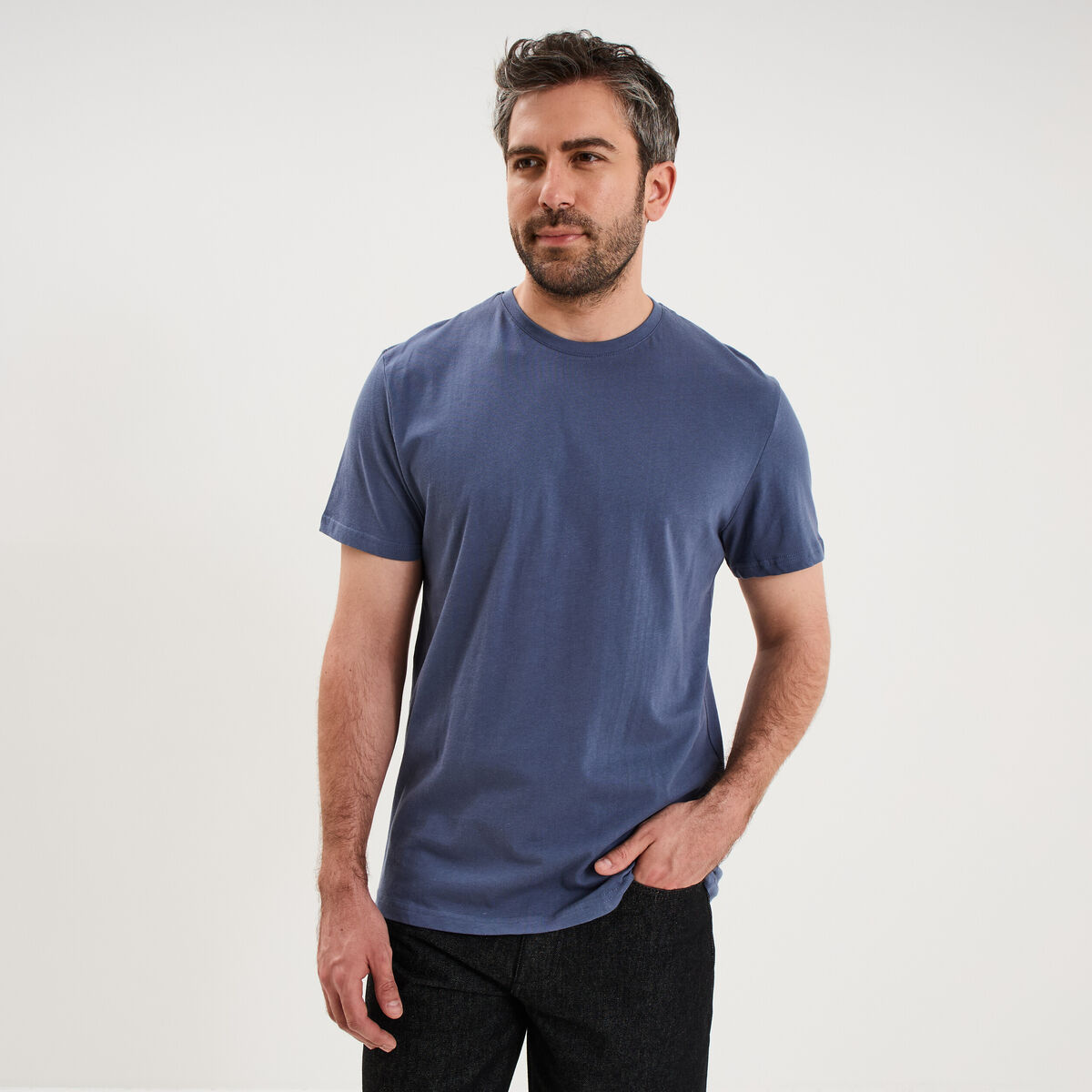 T-shirt droit en coton manches courtes bleu lavande homme