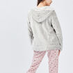 Veste de pyjama effet velours &agrave; capuche gris femme