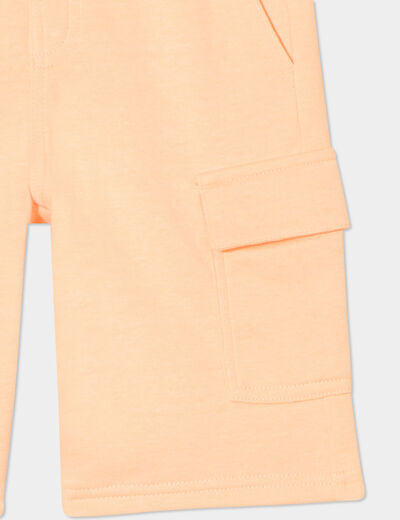 Bermuda cargo poches côtés orange fluo garçon