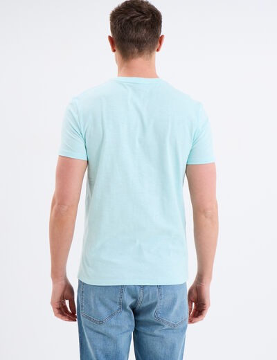 T-shirt col rond manches courtes coton bleu turquoise homme