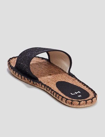 Mules détails cordes noir femme