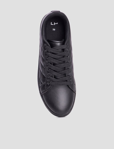 Tennis basses matelassées à lacets noir femme