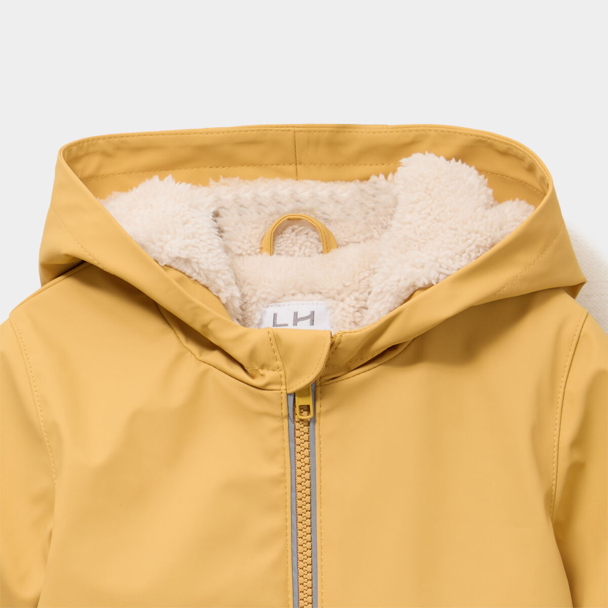 Parka imperm&eacute;able d&eacute;perlante fourr&eacute;e jaune moutarde b&eacute;b&eacute; gar&ccedil;on