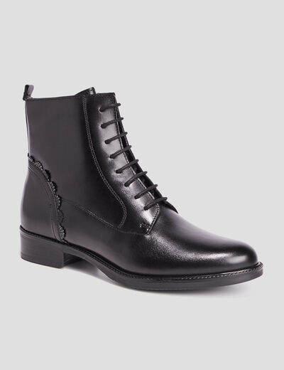Bottines en cuir zippées noir femme