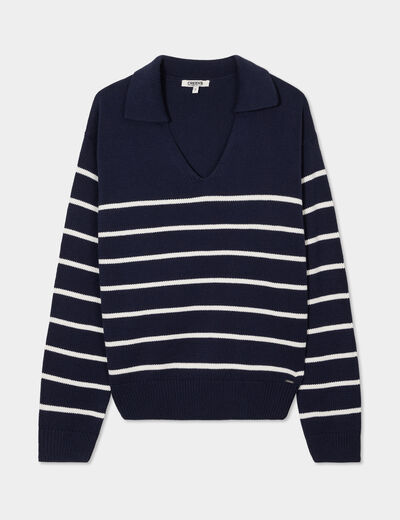 Pull marinière manches longues Creeks bleu marine femme