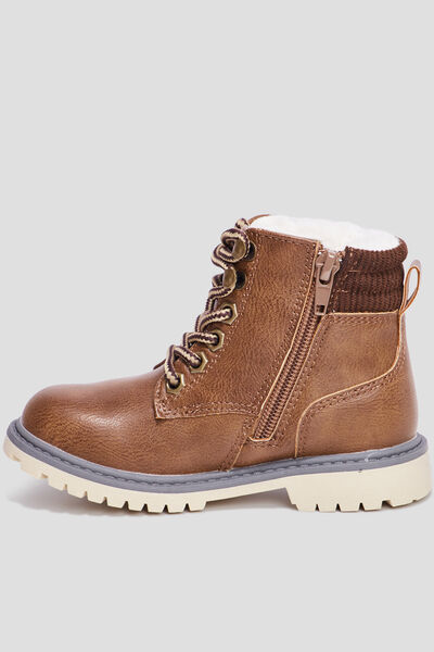 Bottines zipp&eacute;es doubl&eacute;es marron gar&ccedil;on