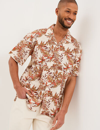 Chemise en coton manches courtes multicolore homme