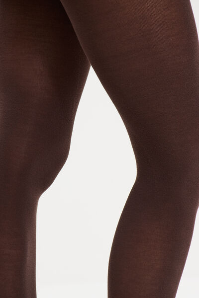 Collant thermique touch&eacute; doux marron fonc&eacute; femme