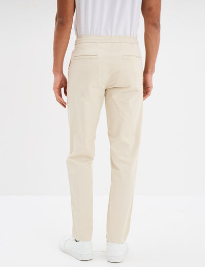 Pantalon chino regular taille élastiquée beige homme