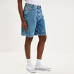 Short bermuda en jean large brod&eacute; denim double stone femme