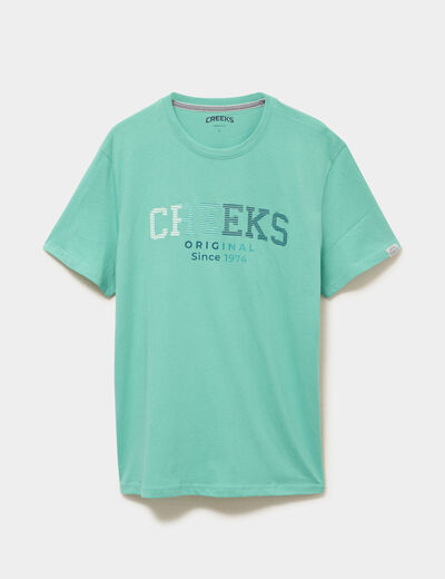 T-shirt col rond manches courtes coton vert menthe homme