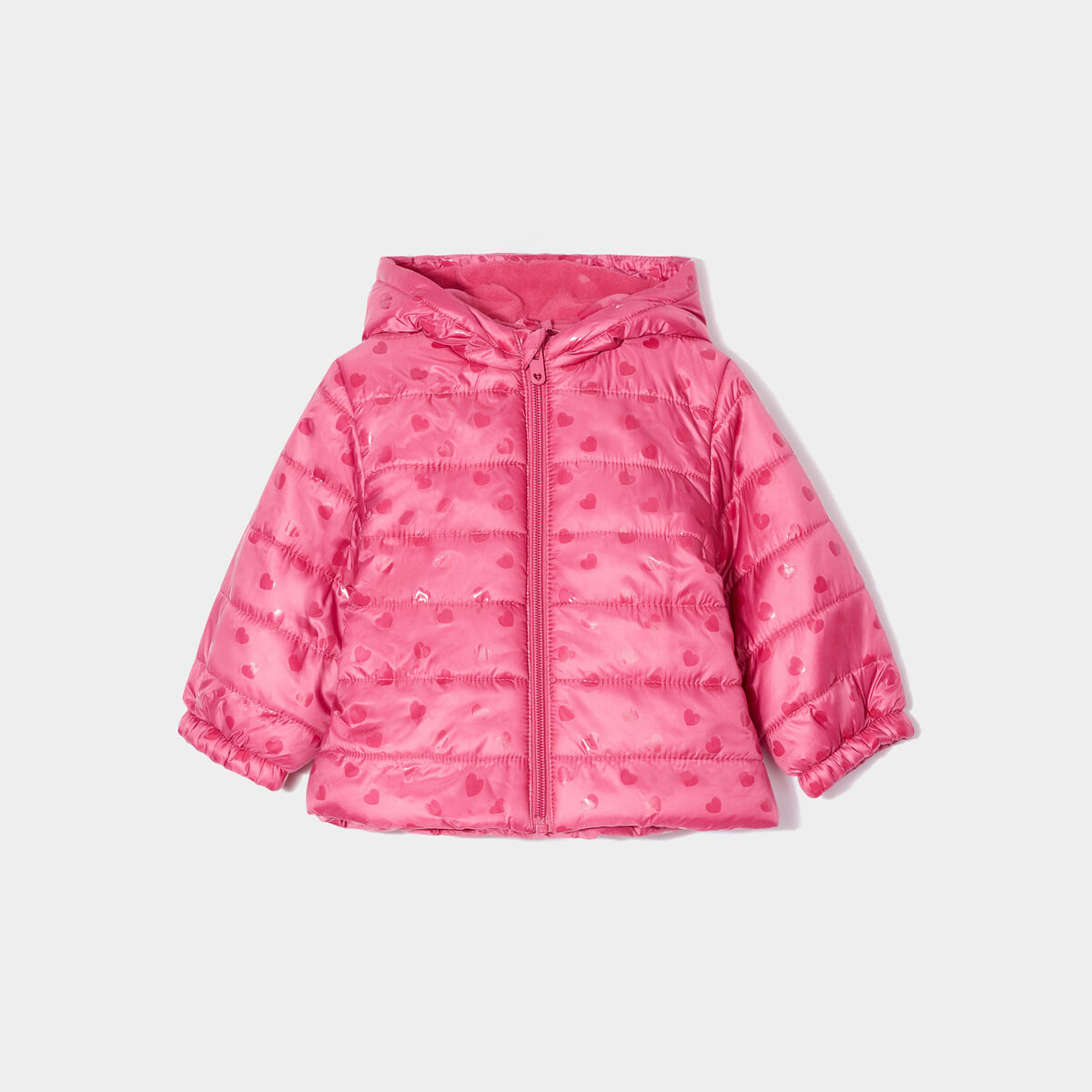Doudoune oversize zippée à capuche vieux rose bébé fille