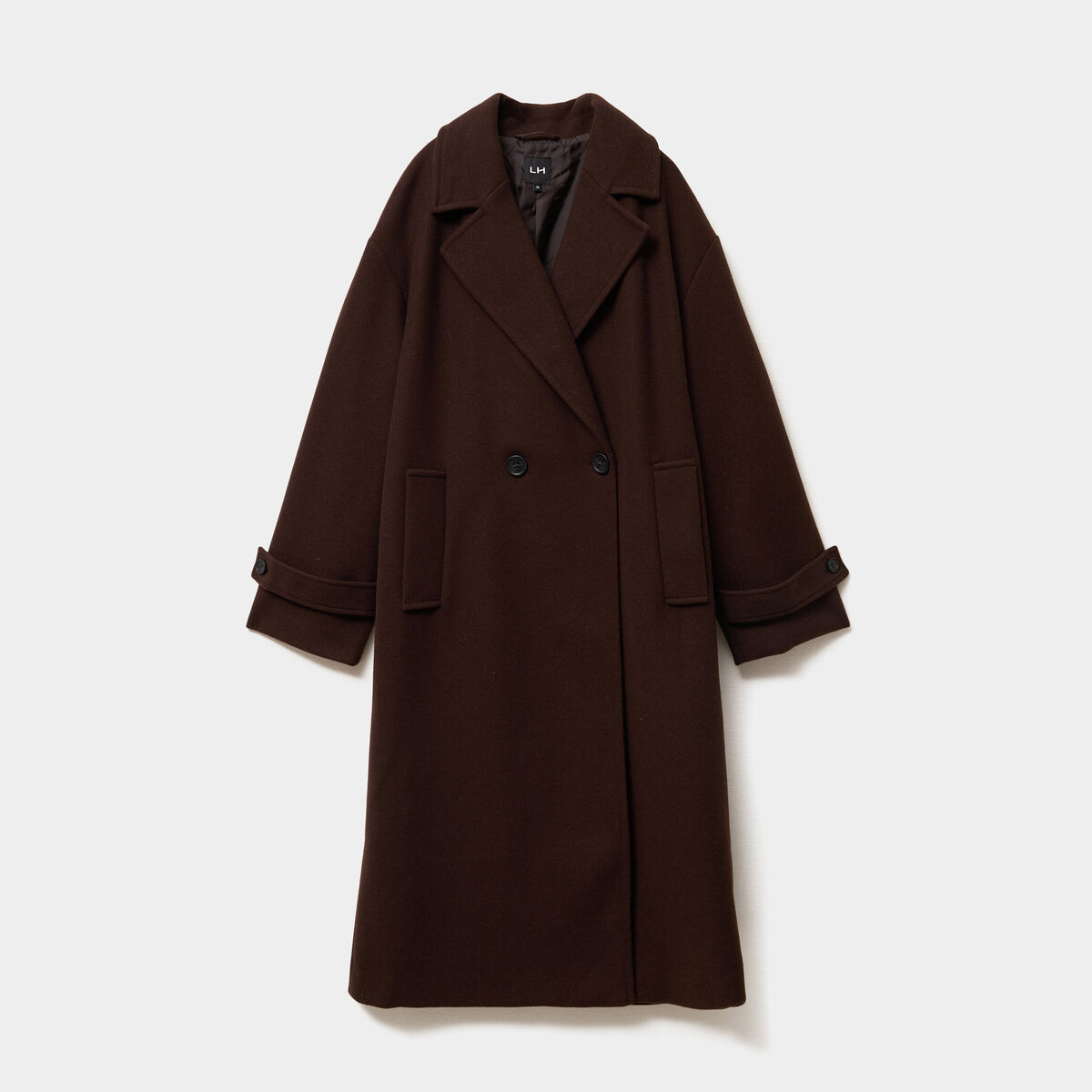Manteau long boutonn&eacute; marron fonc&eacute; femme