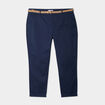 Pantalon chino cigarette ceinturé coton bleu marine femme grande taille