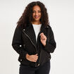 Blouson zipp&eacute; effet su&eacute;dine style biker noir femme grande taille