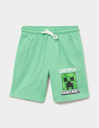 Short taille &eacute;lastiqu&eacute;e coton Minecraft vert gar&ccedil;on