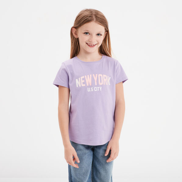 T-shirt coton manches courtes Creeks mauve fille