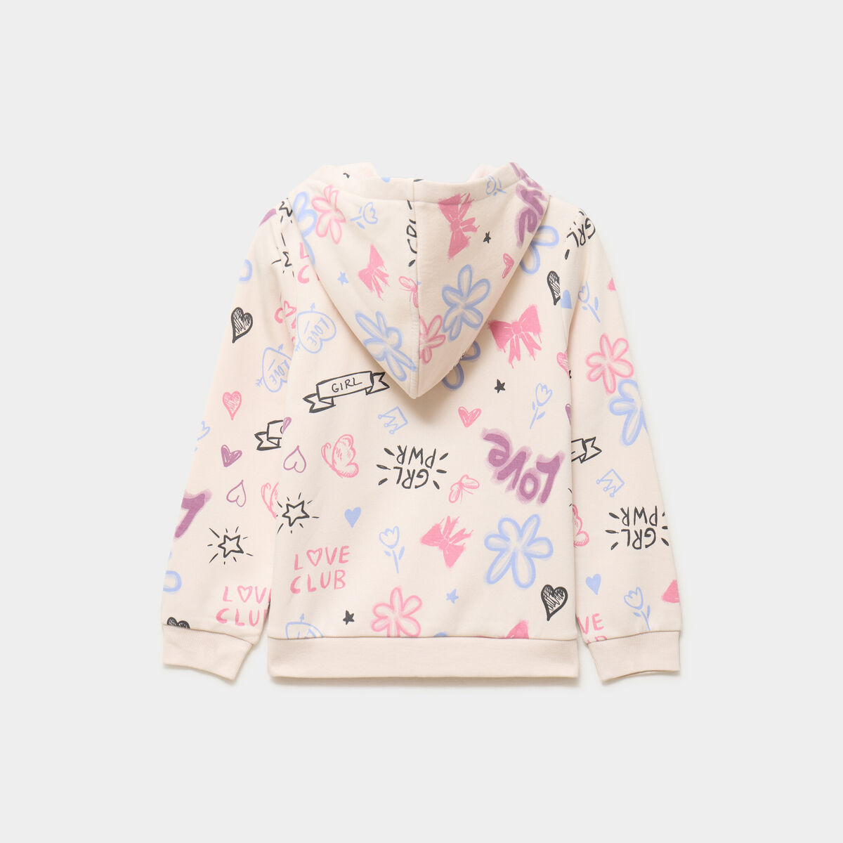 Sweat zipp&eacute; &agrave; capuche beige fille