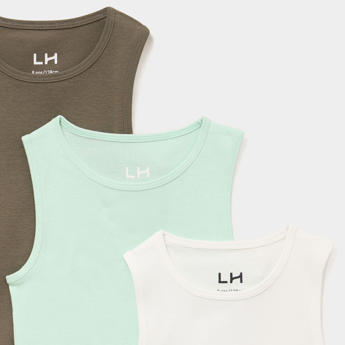 Lot de 3 d&eacute;bardeurs col rond coton vert pastel gar&ccedil;on
